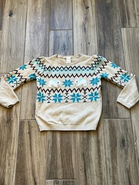 Gymboree Cream Sweater with Teal Snowflakes and Polar Bears